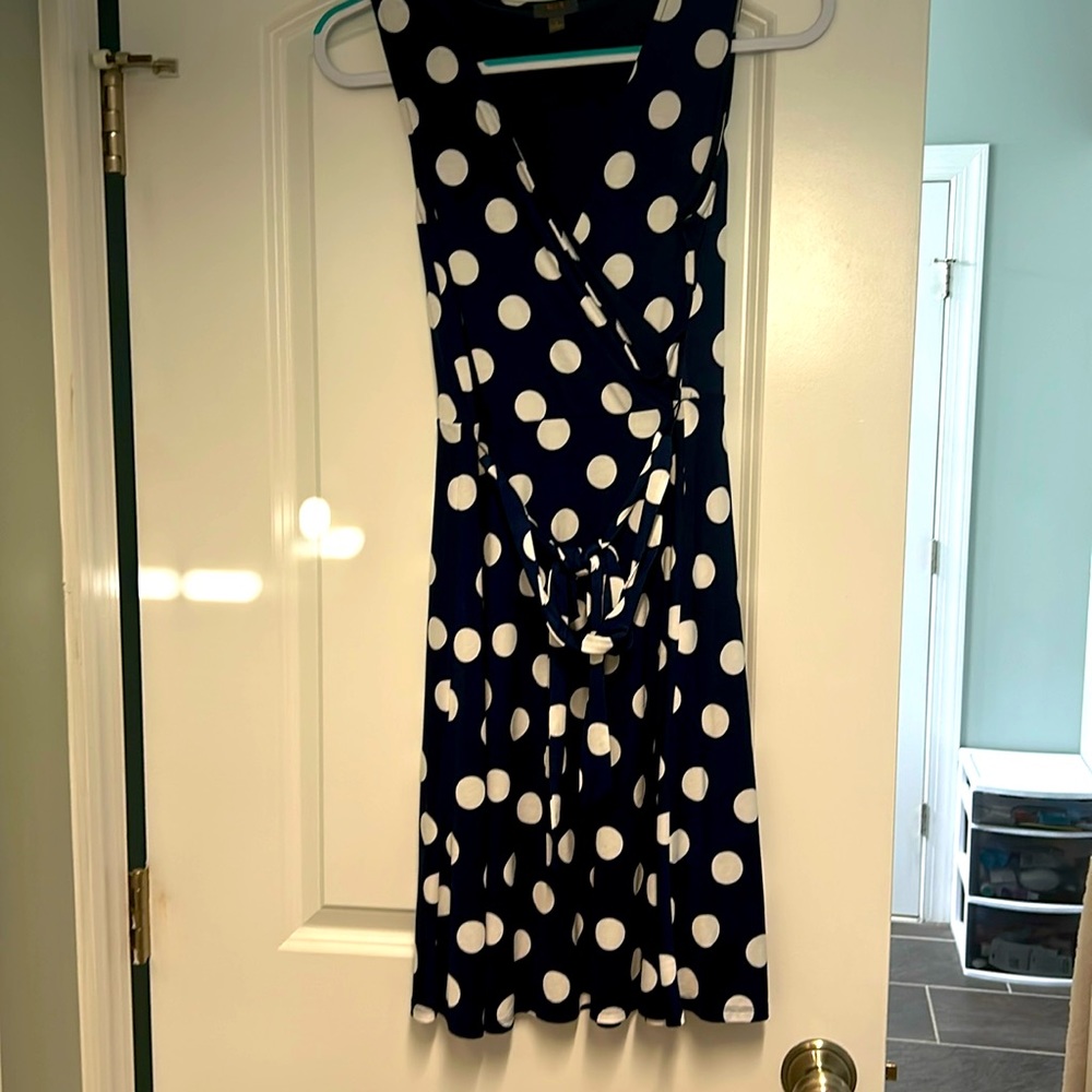 Size Small blue and white polka dotted dress-like new condition